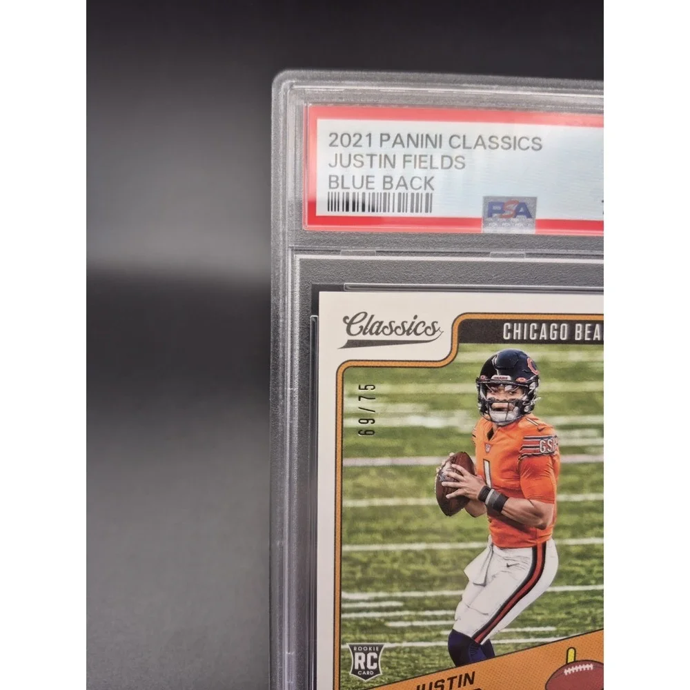 2021 Panini Classics Justin Fields #154 Rookie Blue Back /75 PSA 9  Jets Bears